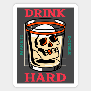 Shot Glass Skull Tattoo Double Shot Heavy Drinker Drinking Magnet